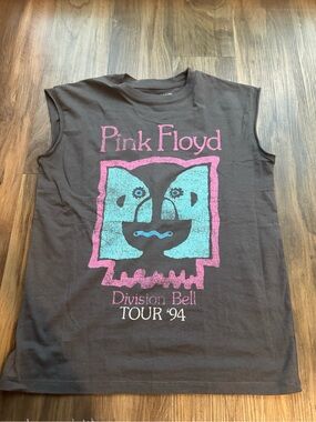 Pink Floyd Black Tank Top with Pink & Teal Tour Graphic